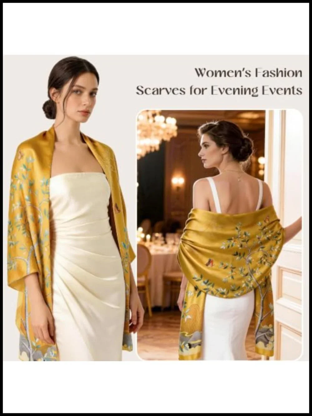 Silk Feeling Scarf Large Lightweight Shawl Wrap Silky Soft Polyester